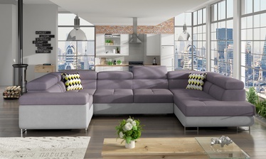 Stūra dīvāns Letto Soro 65, Soro 83, pelēka/violeta, labais, 340 x 340 cm x 90 cm