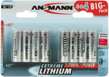 Baterijas Ansmann Extreme Lithium, AA, 1.5 V, 8 gab.