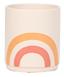 Puķu pods 940OR, keramika, Ø 9 cm, balta/oranža