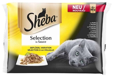 Влажный корм для кошек Sheba Selection in Sauce Poultry, мясо птицы, 0.34 кг