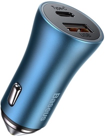 Automobilinis įkroviklis Baseus TZCCJD-03, USB Type C/USB, mėlyna, 40 W