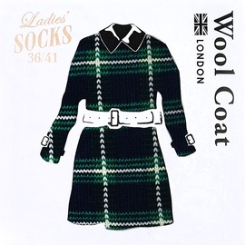 Kojinės Sukeno Plus One Wool Coat 79P18950R, baltos/juodos/žalios, 36-41, 2 vnt.