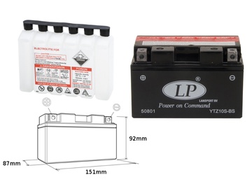 Аккумулятор Landport YTZ10S-BS, 12 В, 8.6 Ач, 150 а