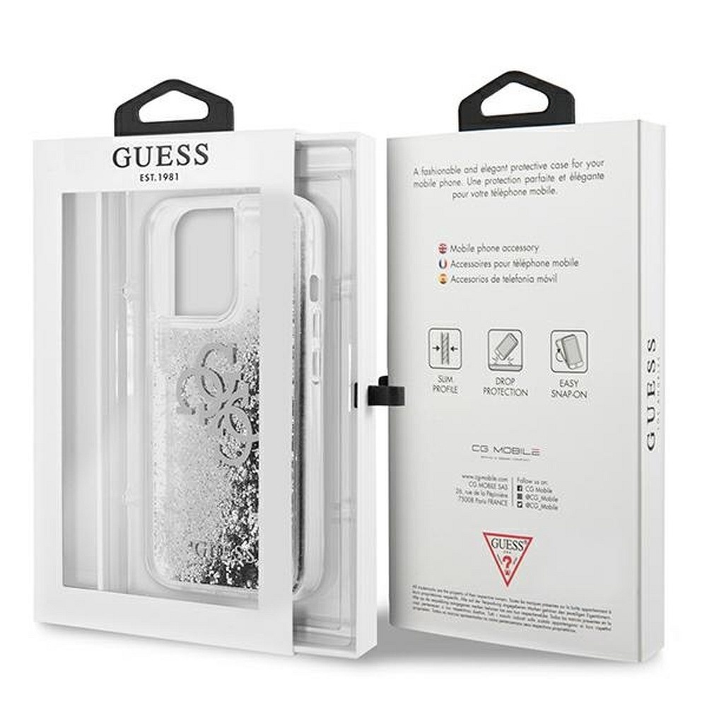 Чехол для телефона Guess Big Liquid Glitter iPhone 13 Pro/13, Apple iPhone  13 Pro/Apple iPhone 13, серебристый - 1a.lt