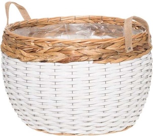 Ziedu kaste 4Living Sonya Flower Basket 029699, plastmasa/koks/džuta, 40 cm, Ø 40 cm x 40 cm, brūna/balta