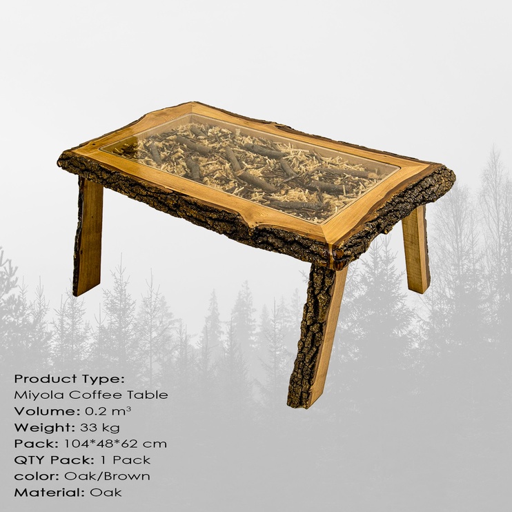 Kafijas galdiņš Kalune Design Miyola, brūna/ozola, 102 cm x 60 cm x 46 cm