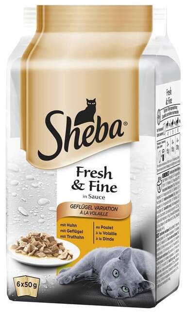 Mitrā kaķu barība Sheba Mini Pouch, mājputnu gaļa, 0.3 kg