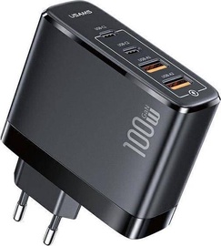 Telefona lādētājs Usams T44, 2 x USB/2 x USB-C, melna, 100 W