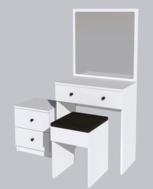 Kosmētikas galds Kalune Design Nice, balta, 65 cm x 35 cm x 139 cm, with mirror