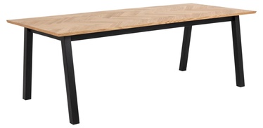 Обеденный стол Actona Brighton Rectangular, черный/дубовый, 2200 мм x 950 мм x 750 мм