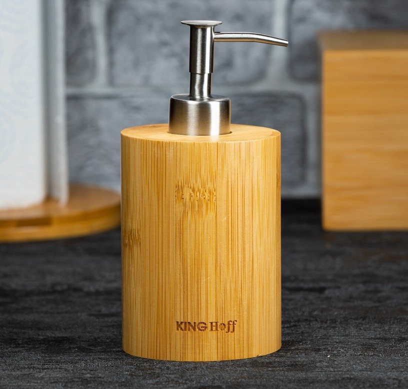 Дозатор для жидкого мыла King Hoff Bamboo, коричневый