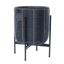 Puķu pods Home4you Wicker With Stand 38103, melna, Ø 380 mm