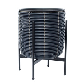 Puķu pods Home4you Wicker 38103, plastmasa/metāls, Ø 38 cm, melna