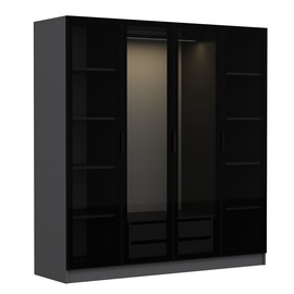 Skapis Kalune Design Kale 6090, melna/antracīta, 52 cm x 180 cm x 210 cm