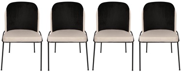 Стул для столовой Kalune Design Dore 118 974NMB1213, черный/кремовый, 55 см x 54 см x 86 см, 4 шт.
