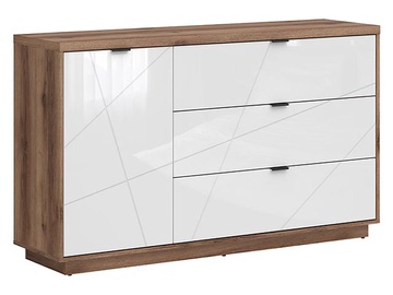 Комод Forn S471-KOM1D3S-DDC/BIP, белый/дубовый, 156 x 42.5 см x 93 см