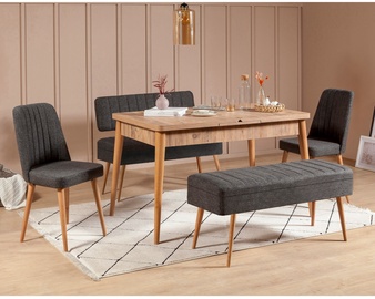 Ēdamistabas komplekts Kalune Design Vina 1053 - 4, priedes/antracīts
