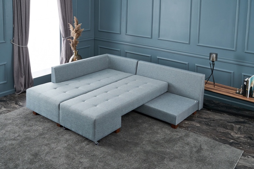 Stūra dīvāns Hanah Home Manama, gaiši zila, kreisais, 206 x 280 cm x 85 cm