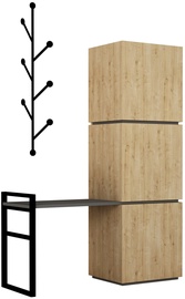 Тумбa для обуви Kalune Design Mello, черный/дубовый, 39 см x 109 см x 149 см