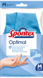 Перчатки резиновые Spontex Optimal, латекс, синий, M, 2 шт.