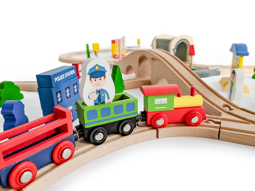 Mänguasi EcoToys Wooden Train Set MSP1106