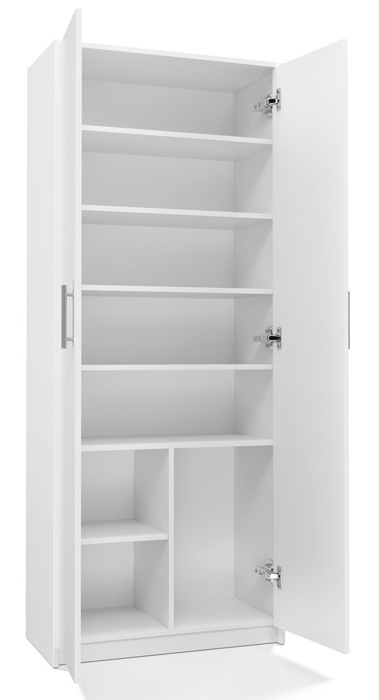 Riidekapp Oliv 2D, valge, 35 cm x 74 cm x 180 cm