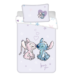 Voodipesukomplekt lastele Jerry Fabrics Lilo and Stitch Purple, valge/violetne, 100 x 135 cm