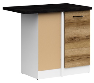 Нижний кухонный шкаф Junona Line Corner, белый/черный/дубовый, 785 мм x 495 мм x 852 мм