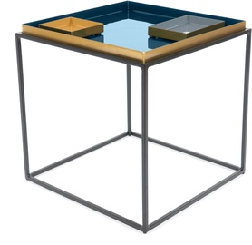 Журнальный столик Kayoom Famosa 260, синий/oранжевый/серый, 40 см x 40 см x 40 см