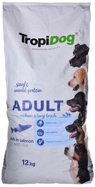 Sausā suņu barība TropiDog Premium Adult Medium & Large, rīsi/lasis, 12 kg