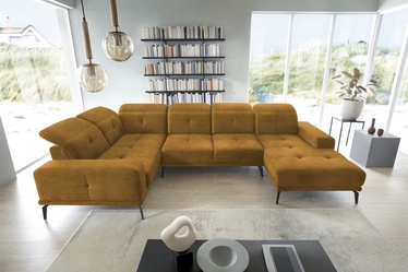 Stūra dīvāns Neviro Loco 45, dzeltena, kreisais, 201 x 350 cm x 77 cm