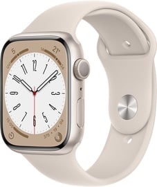 Умные часы Apple Watch Series 8 GPS 45mm Starlight Aluminium Case with Starlight Sport Band - Regular, бежевый