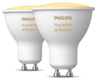 Светодиодная лампочка Philips Hue LED, белый, GU10, 4.3 Вт, 250 - 350 лм, 2 шт.