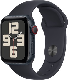 Viedais pulkstenis Apple Watch SE GPS + Cellular 40mm Midnight Aluminium Case with Midnight Sport Band - M/L, melna