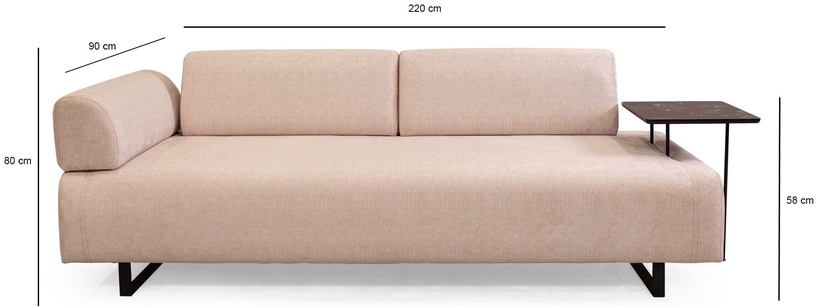 Диван-кровать Hanah Home Infinity with Table, светло-коричневый, 90 x 220 см x 80 см