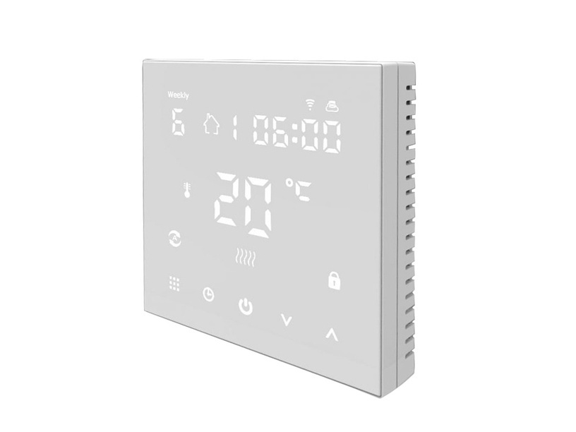 Программируемый термостат отопления Thermoval TVT 45 WiFi, встраивается в стену, белый, 8.6 см, 5 - 35 °С