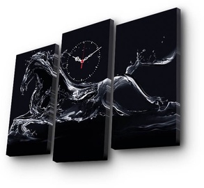 Pulkstenis - bilde Wallity Canvas 3PATCS-5, balta/melna, koks/kanva, 66 cm x 45 cm