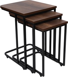 Набор журнальных столиков Kalune Design Ce Metal Zigon 9401, черный/ореховый, 46 см x 41 см x 59 см