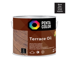 Eļļa terasēm Pentacolor Terrace Oil, melna, 2.7 l
