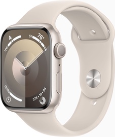 Viedais pulkstenis Apple Watch Series 9 GPS, 45mm Starlight Aluminium Starlight Sport Band S/M, bēša