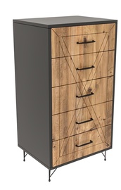 Kumode Kalune Design Planet, priežu/antracīta, 40 x 50 x 95 cm