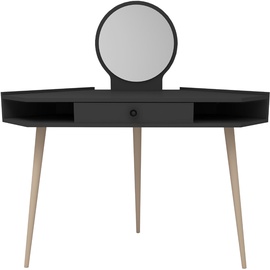 Столик-косметичка Kalune Design Lopez 550ARN2733, антрацитовый, 130.8 см x 55 см x 85.2 см, с зеркалом