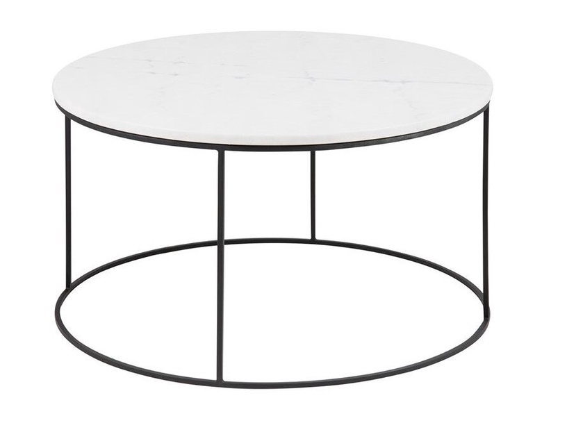 Kafijas galdiņš Actona Bran, balta/melna, 800 mm x 800 mm x 450 mm