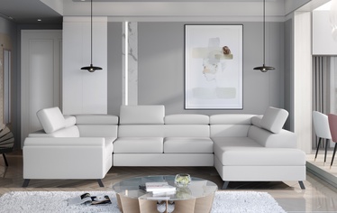Stūra dīvāns Escada Soft 17, balta, labais, 200 x 330 x 98 cm