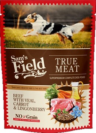 Влажный корм для собак Sam's Field True Meat Beef With Veal & Lingonberry, говядина/овощи/телятина, 0.26 кг