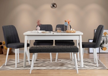 Ēdamistabas komplekts Kalune Design Santiago 1053 - 2 B, balts/antracīts