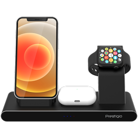 Lādētājs Prestigio ReVolt A7 3-in-1, 3 x Qi Wireless, melna
