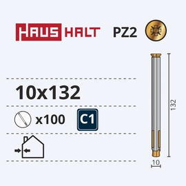 Анкерный болт для рам Haushalt, 10x132 мм, 100 шт.