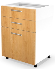 Нижний кухонный шкаф Halmar Vento DS3-60/82, белый/дубовый, 520 мм x 600 мм x 820 мм