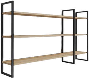 Настенная полка Kalune Design Weiden L2026 285LCV1253, черный/дубовый, 140 см x 25 см x 90 см